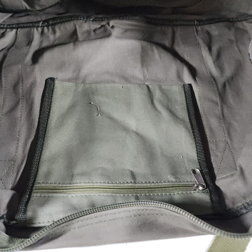 Micato Safaris Green Large Duffle Bag Canvas Olive Green Lion Logo - Picture 12 of 13